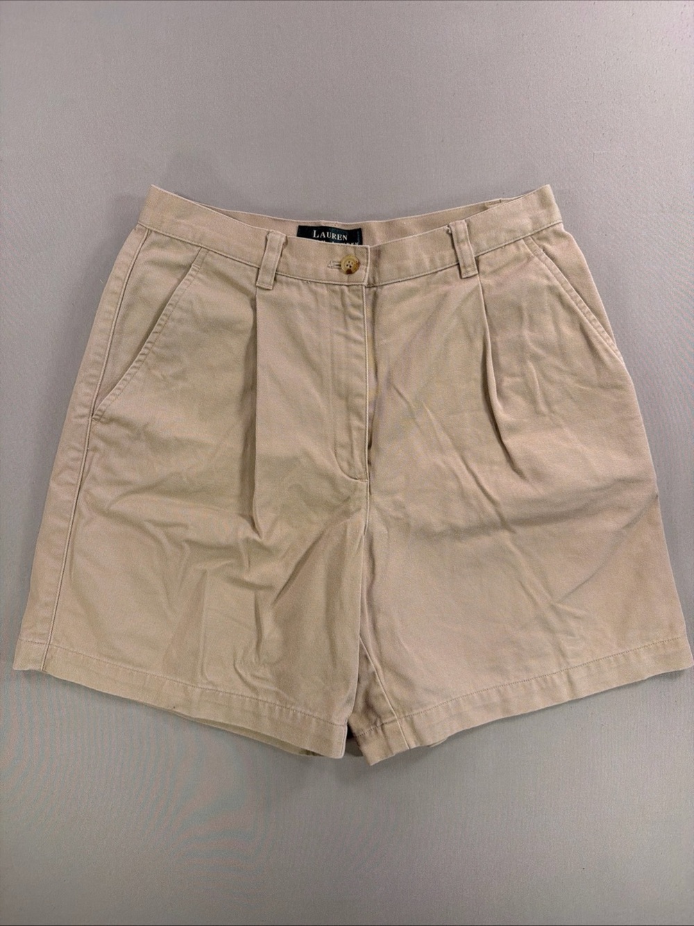 Ralph Lauren Khaki Pleated Bermuda Shorts